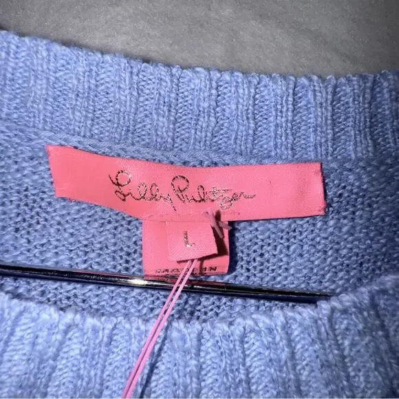 NWT Lilly Pulitzer Long Sleeve Pippy Sweater size Large Soft Cotton Blend Blue - Picture 3 of 6